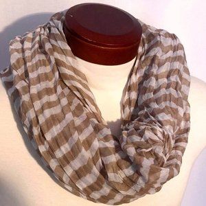Lightweight Striped Inifinity Scarf Tan